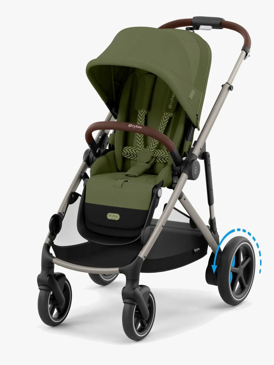 Cybex e-Gazelle S Duovogn inkl. Axkid GOKID Autostol Baby & Base, Moss Green/Taupe