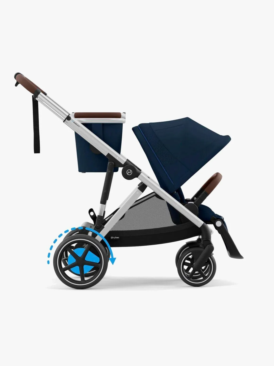 Cybex e-Gazelle S Tvillingevogn, Ocean Blue/Silver