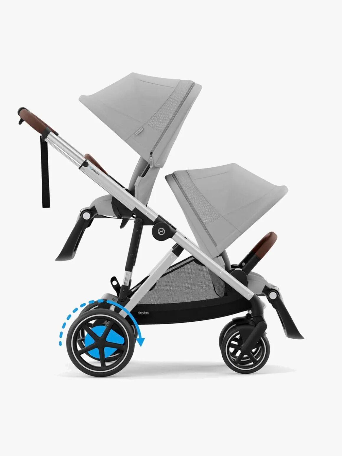 Cybex e-Gazelle S Søskendevogn, Stone Grey/Silver