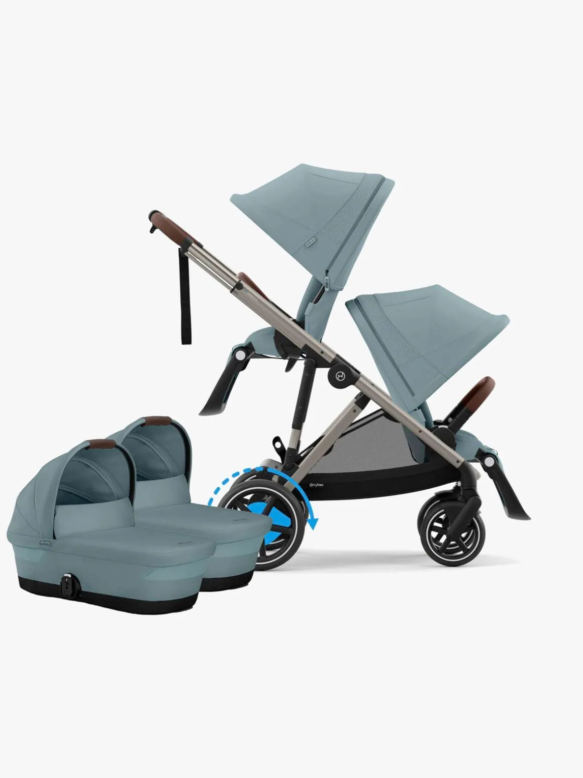 Cybex e-Gazelle S Tvillingevogn, Stormy Blue/Taupe