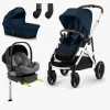 Cybex GAZELLE S Duovogn inkl. Beemoo Route i-Size Autostol Baby & ISOFIX Base, Ocean Blue/Mineral Grey