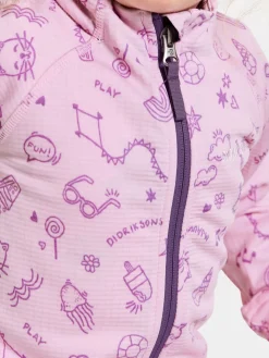 Didriksons Jadis Trøje med Lynlås, Doodle Orchid Pink