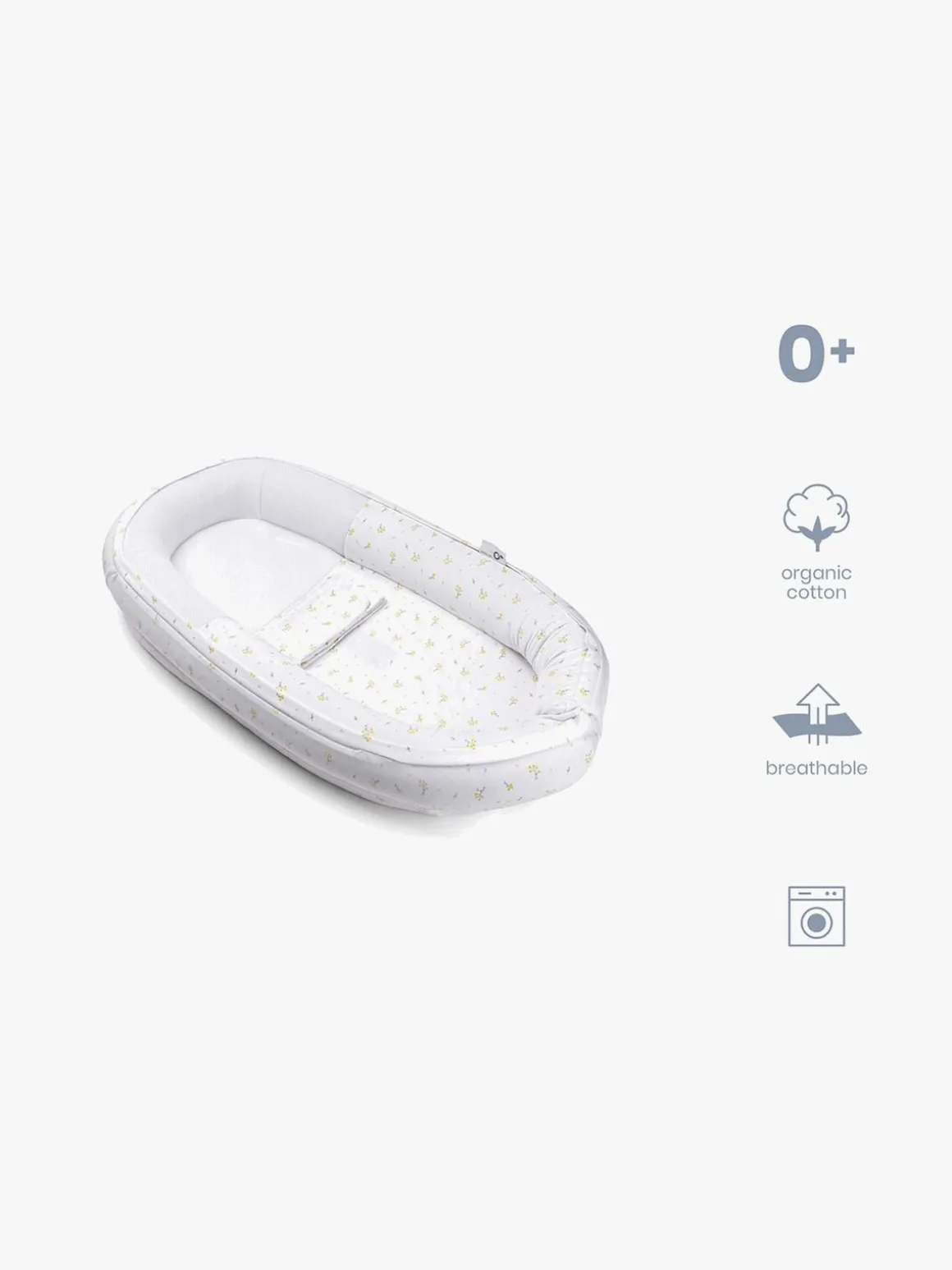 Doomoo Cocoon Babynest Blomster, Gul