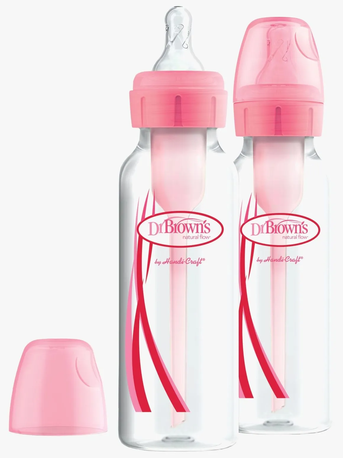 Dr. Brown's Option+ Smal Hals Sutteflaske 250 ml 2-pak, Lyserød