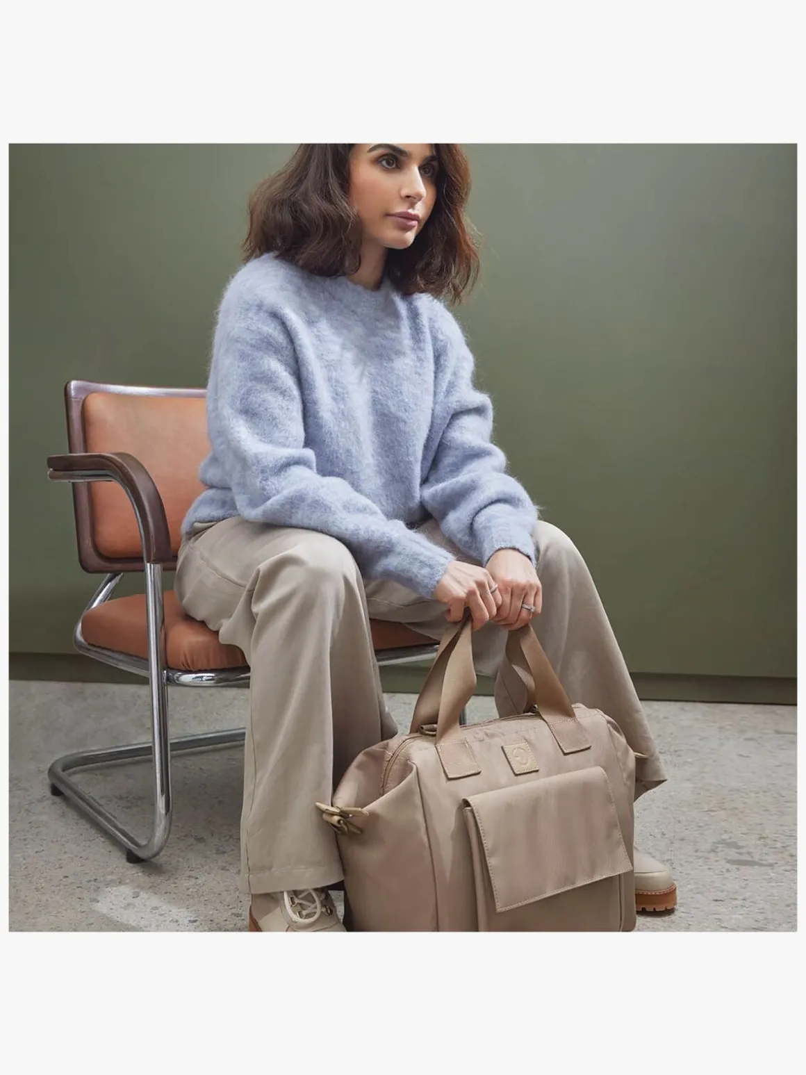 Elodie Wide Frame Pusletaske, Pure Khaki