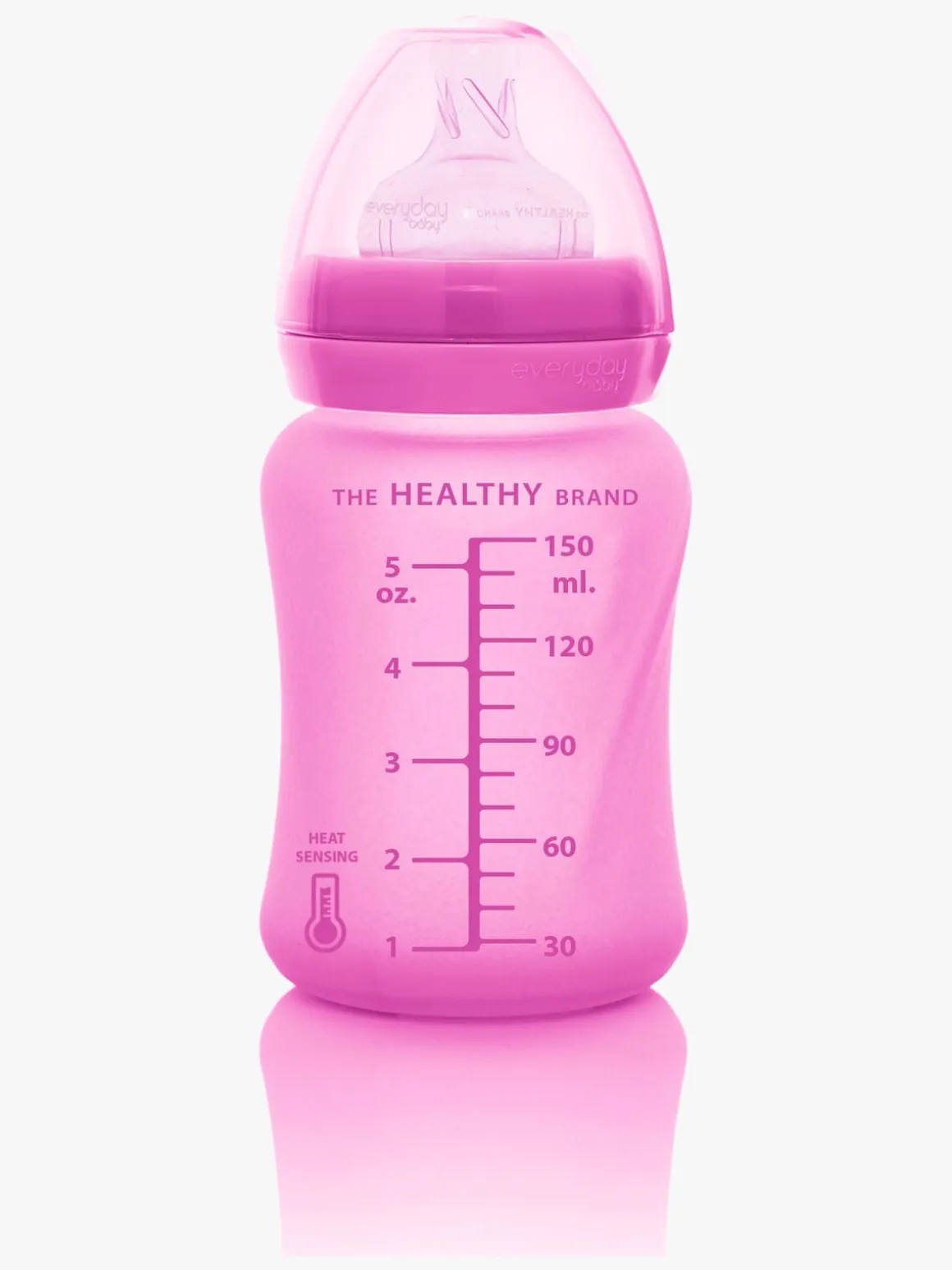 Everyday Baby Varmeindikator Sutteflaske Glas 150 ml, Cerise