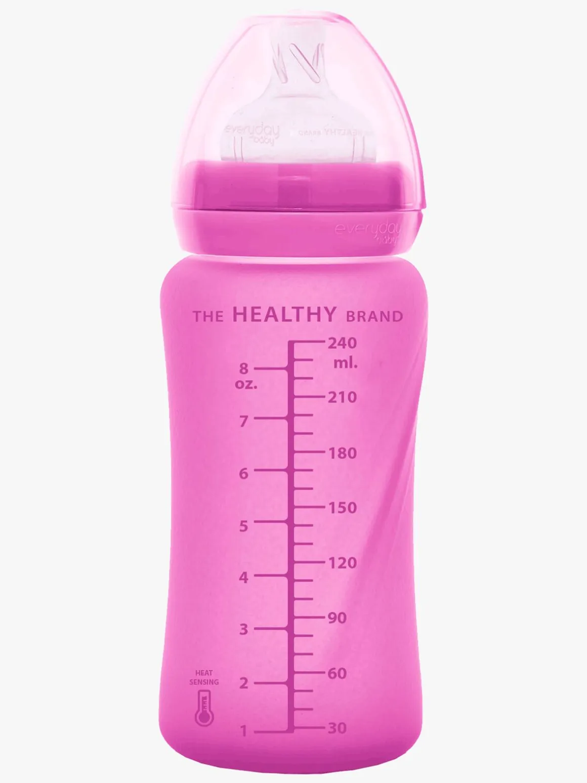 Everyday Baby Varmeindikator Sutteflaske Glas 240 ml, Cerise