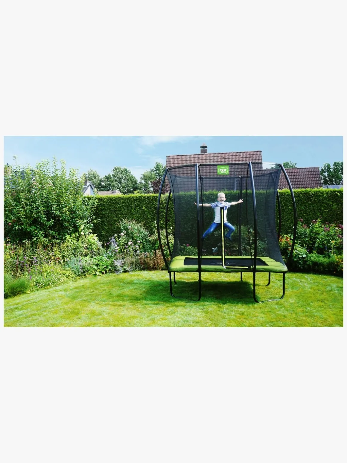 EXIT Silhouette Trampolin inkl. Sikkerhedsnet 153x214 cm, Grøn