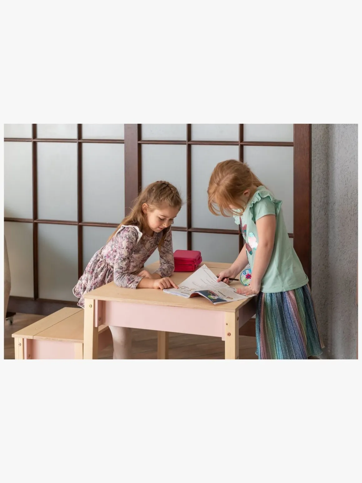 Family-scl Smart Opbevaring Bord med Stol, Pink