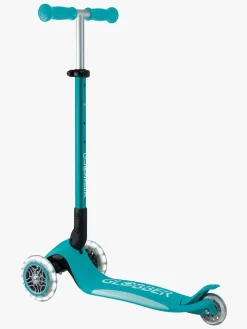 Globber Primo Sammenklappelig Plus Lights V2 Trehjulet Løbehjul, Aqua blå