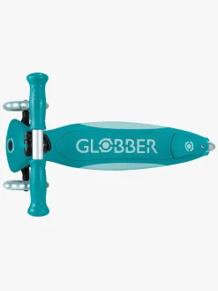 Globber Primo Sammenklappelig Plus Lights V2 Trehjulet Løbehjul, Aqua blå