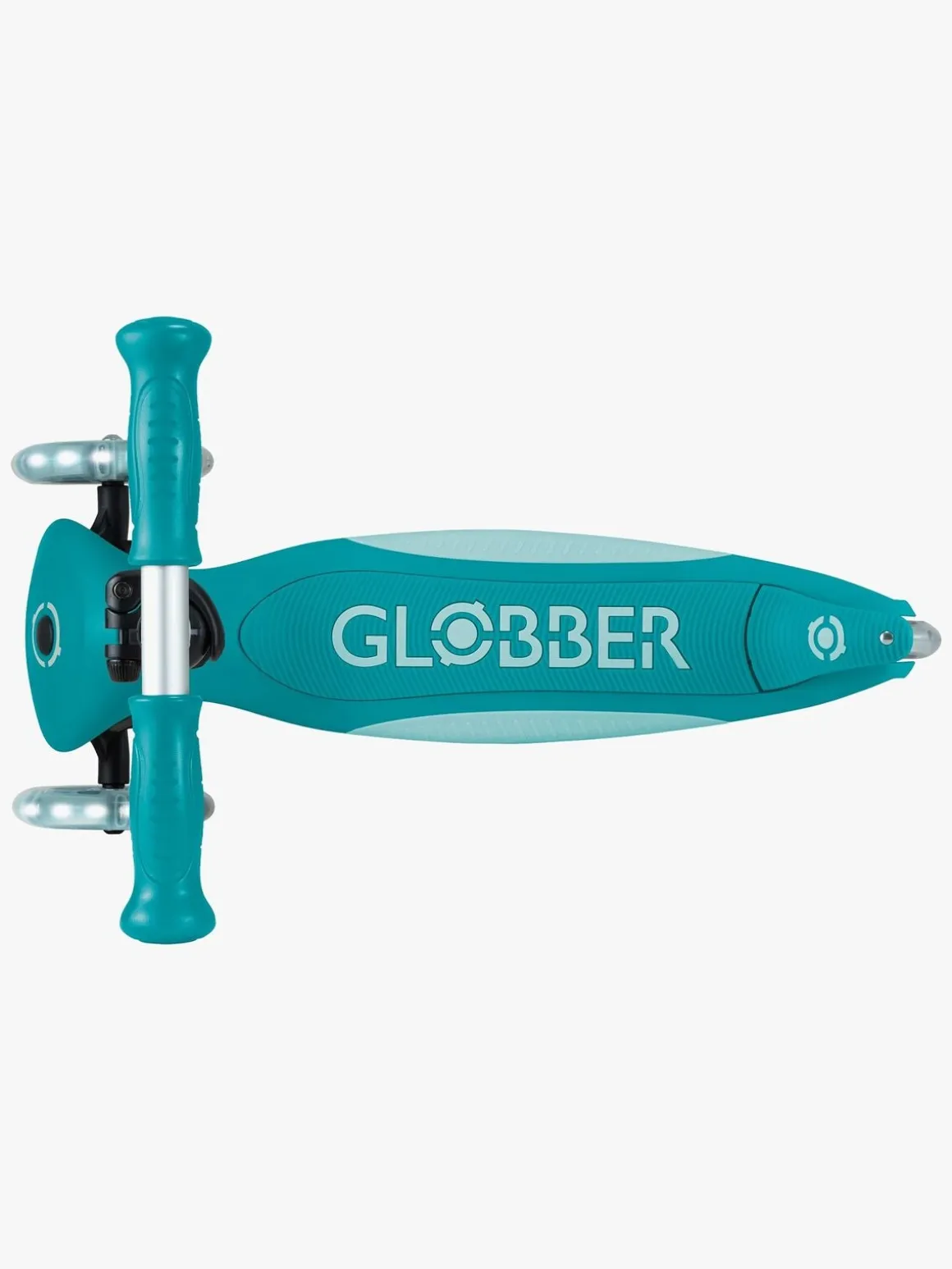 Globber Primo Sammenklappelig Plus Lights V2 Trehjulet Løbehjul, Aqua blå