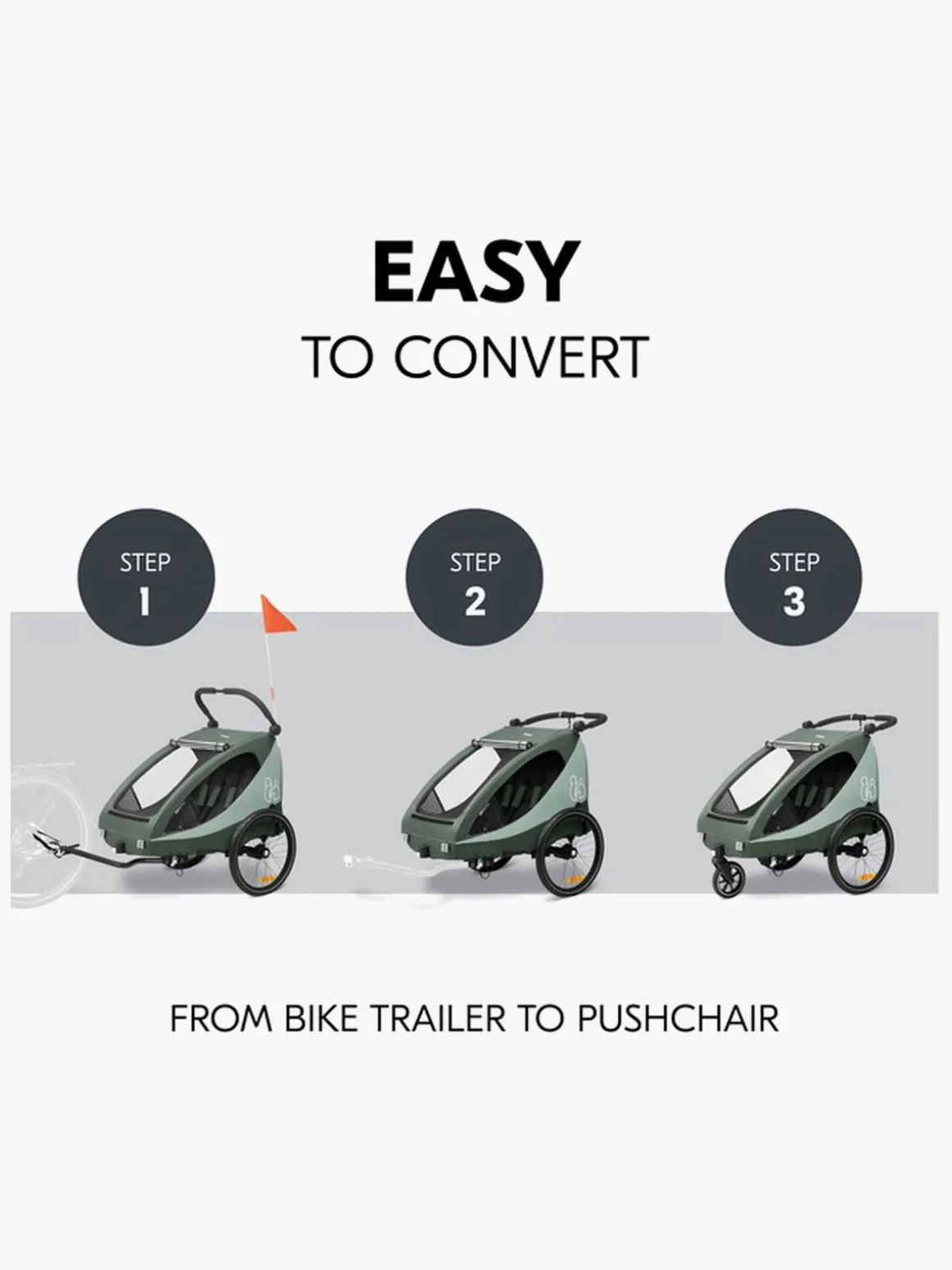 Hauck Dryk Duo Plus Cykelanhænger, Dark Green