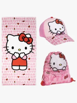 Hello Kitty Håndklæde Gymnastikpose & Kasket Sæt, Lyserød