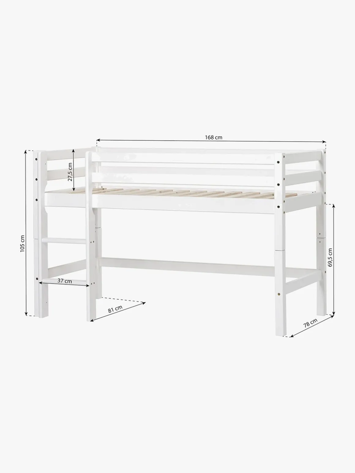 Hoppekids Basic Halvhøj Seng 70x160, Hvid