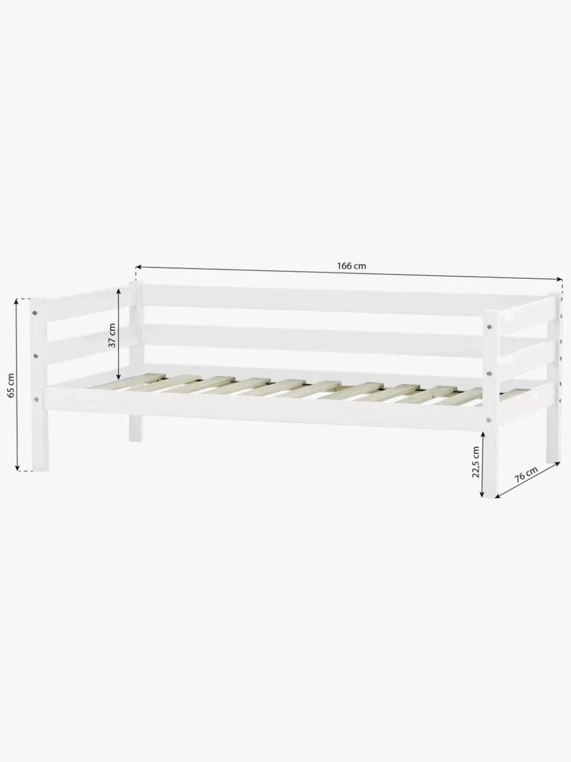 Hoppekids ECO Comfort Enkeltseng med Sengehest 70x160, Hvid