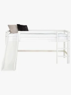 Hoppekids ECO Dream Halvhøj Seng med Rutsjebane og Stige 70x170, Hvid