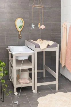 JLY Dream Puslebord med Badebalje, Warm Grey