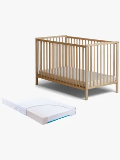 JLY SIGNE Classic Tremmeseng med BabyMatex Carpathia Madras 60x120 cm, Træ