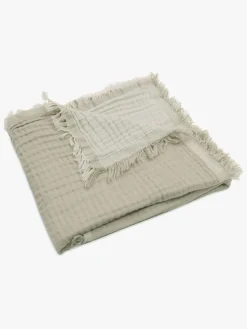Jollein Tæppe/ Stofble i Musselin Fringe, Olive Green/Ivory