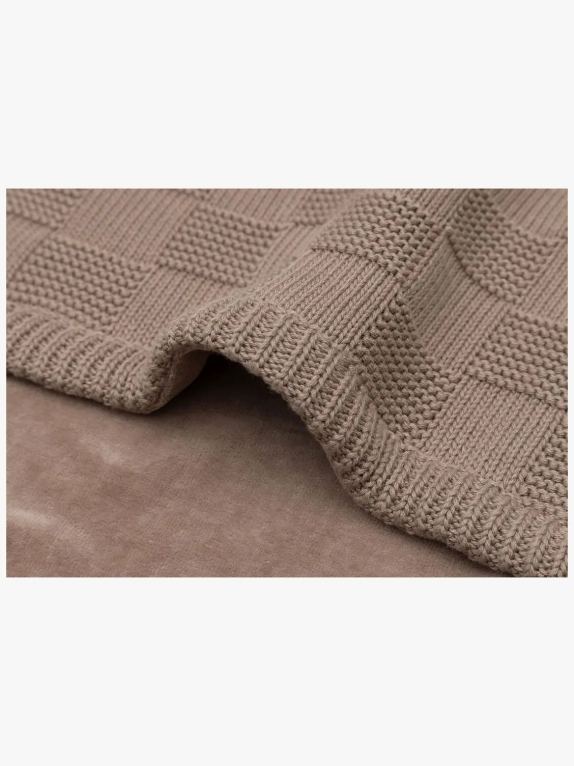 Jollein Tæppe 75x100 cm Box Knit/Velvet, Milky Coffee