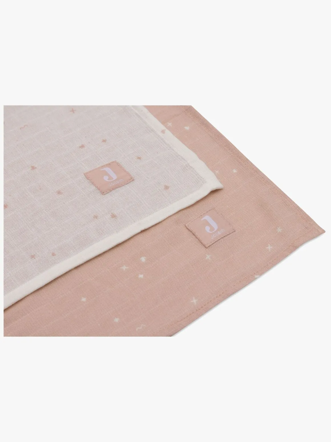 Jollein Tæpper/ Stofbleer i Musselin Twinkling 2-pak, Off white/Wild Rose
