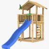 Jungle Gym Chalet Legetårn med Blå Rutsjebane