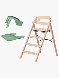 KAOS Klapp Højstol inkl. Beskyttelsesbøjle & Bakke, Beech Natural/Mineral Green