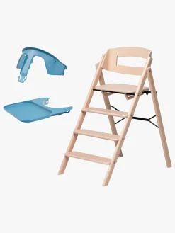KAOS Klapp Højstol inkl. Beskyttelsesbøjle & Bakke, Beech Natural/Swedish Blue
