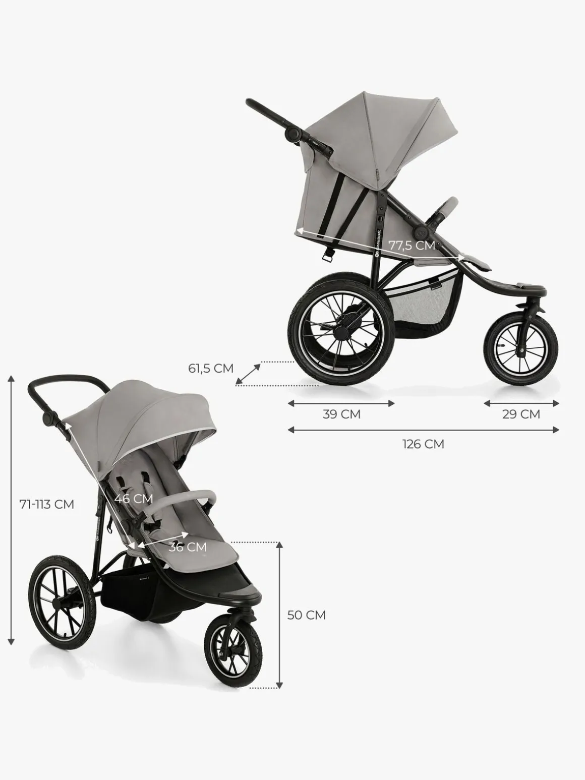 Kinderkraft HELSI 2 Terrænvogn, Grey