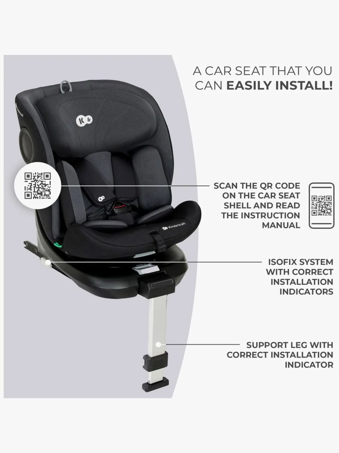 Kinderkraft I-360 i-Size Autostol, Black