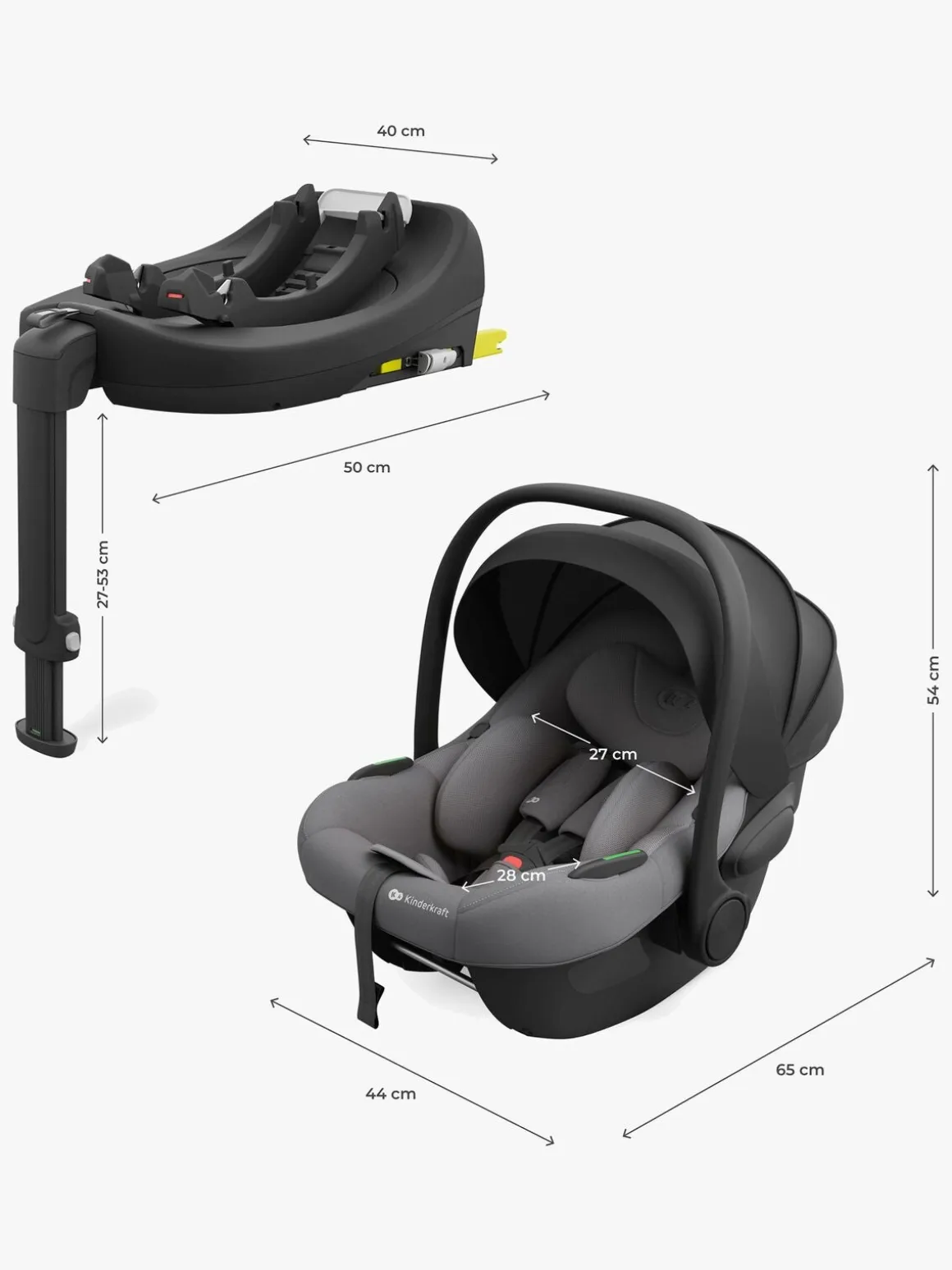 Kinderkraft I-LITE Autostol Baby inkl. ENDURA SAFE FX Base, Grey