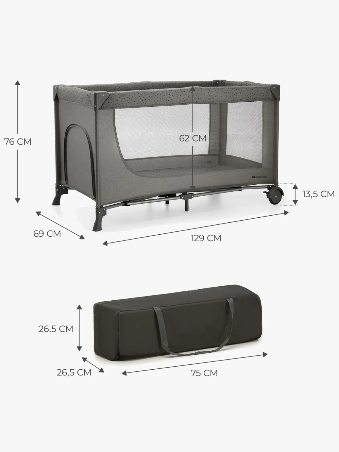Kinderkraft JOY 2 Weekendseng, Dark Grey