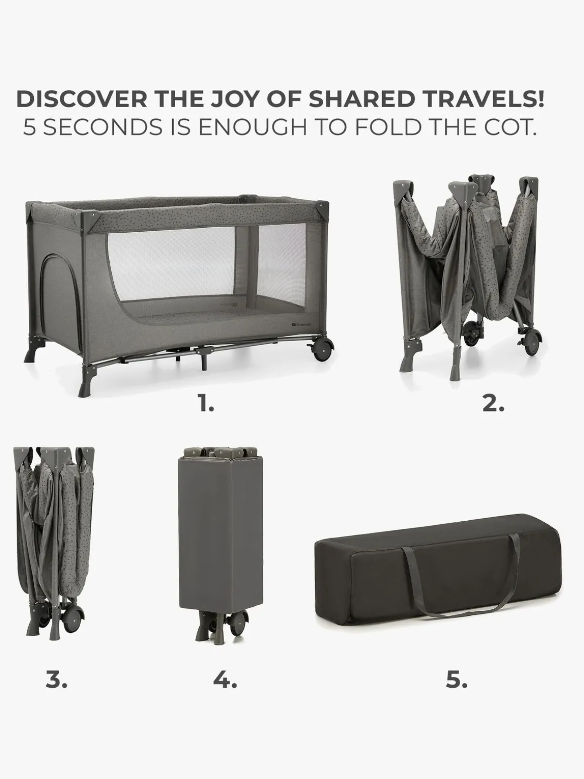 Kinderkraft JOY 2 Weekendseng, Dark Grey