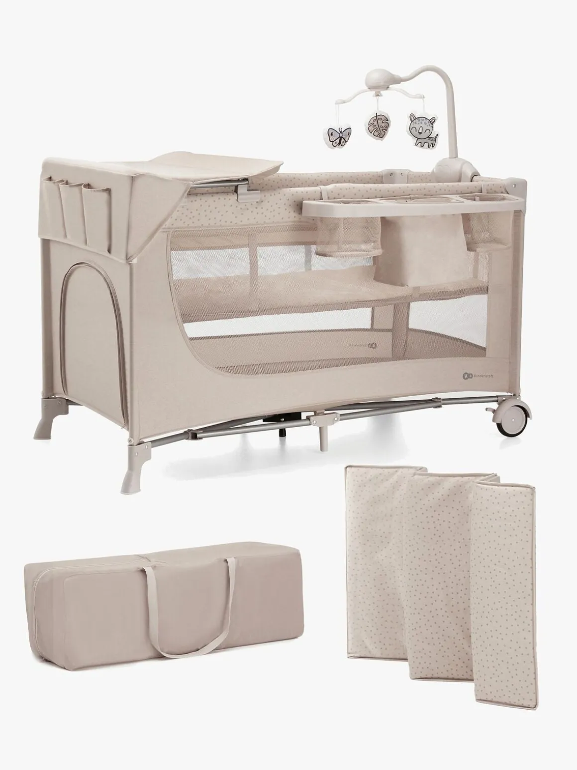 Kinderkraft JOY 2 Weekendseng med Tilbehør, Beige
