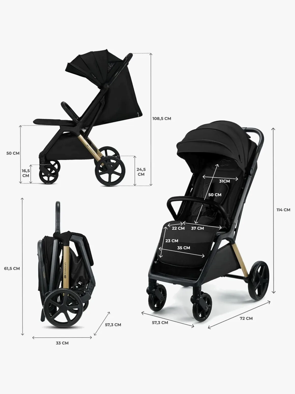 Kinderkraft Loom Klapvogn, Ink Black