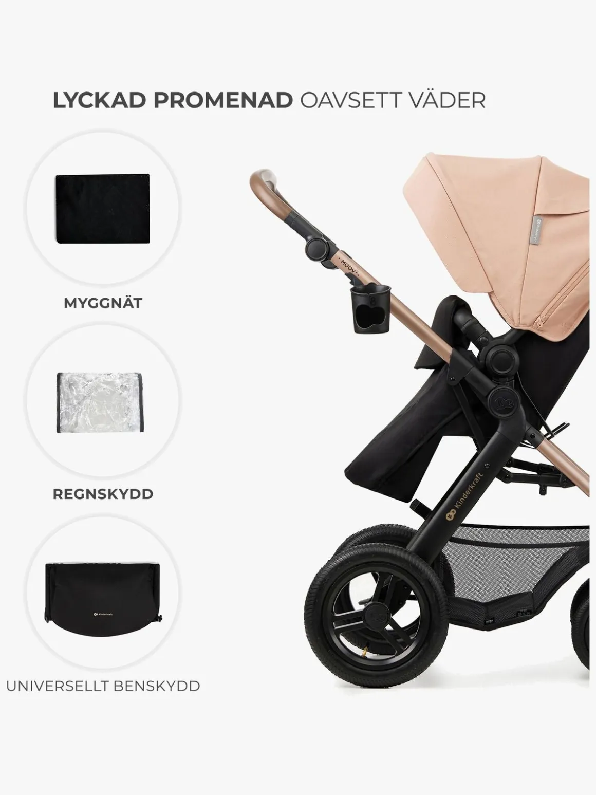 Kinderkraft MOOV 2 Air 3-in-1 Kombivogn, Sand Beige