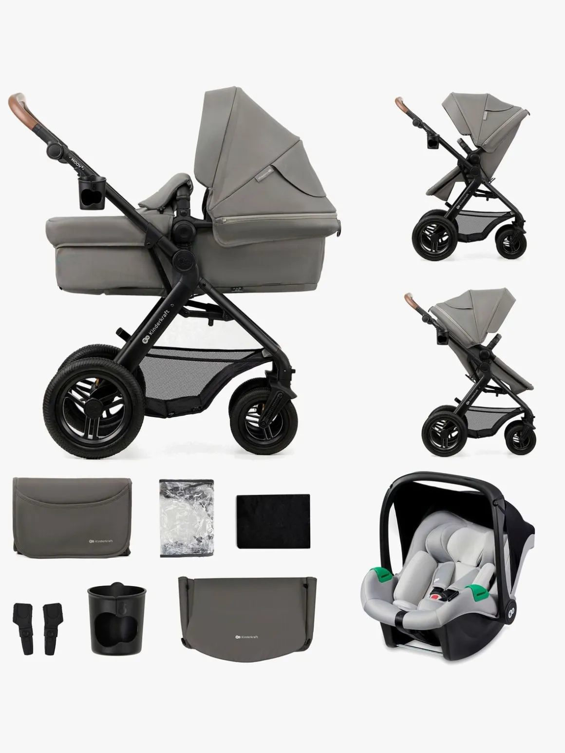 Kinderkraft MOOV 2 Air 3-in-1 Duovogn, Light Grey