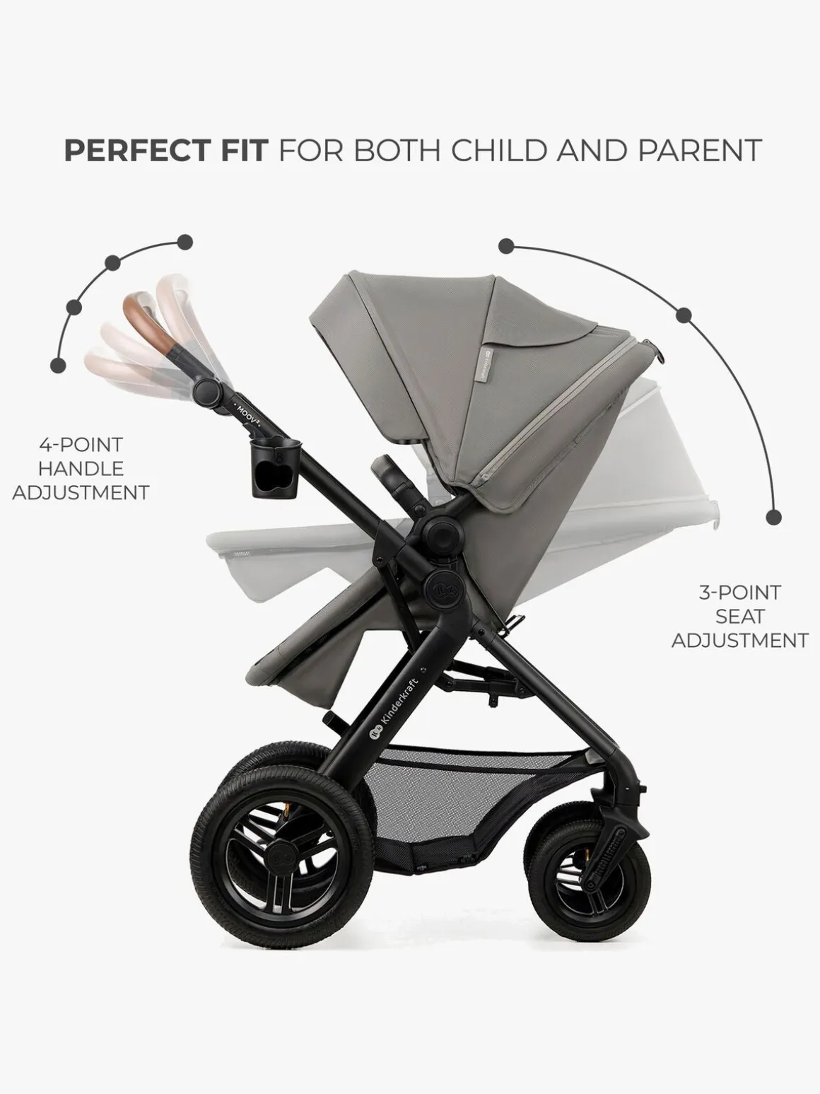Kinderkraft MOOV 2 Air 3-in-1 Duovogn, Light Grey