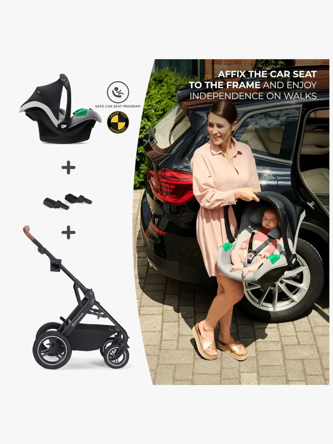 Kinderkraft Multifunctional 3-in-1 B-Tour Mink Pro Kombivogn, Light Grey