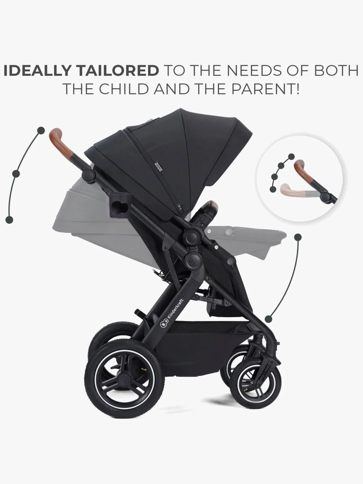 Kinderkraft Multifunctional 3-in-1 B-Tour Mink Pro Kombivogn, Black