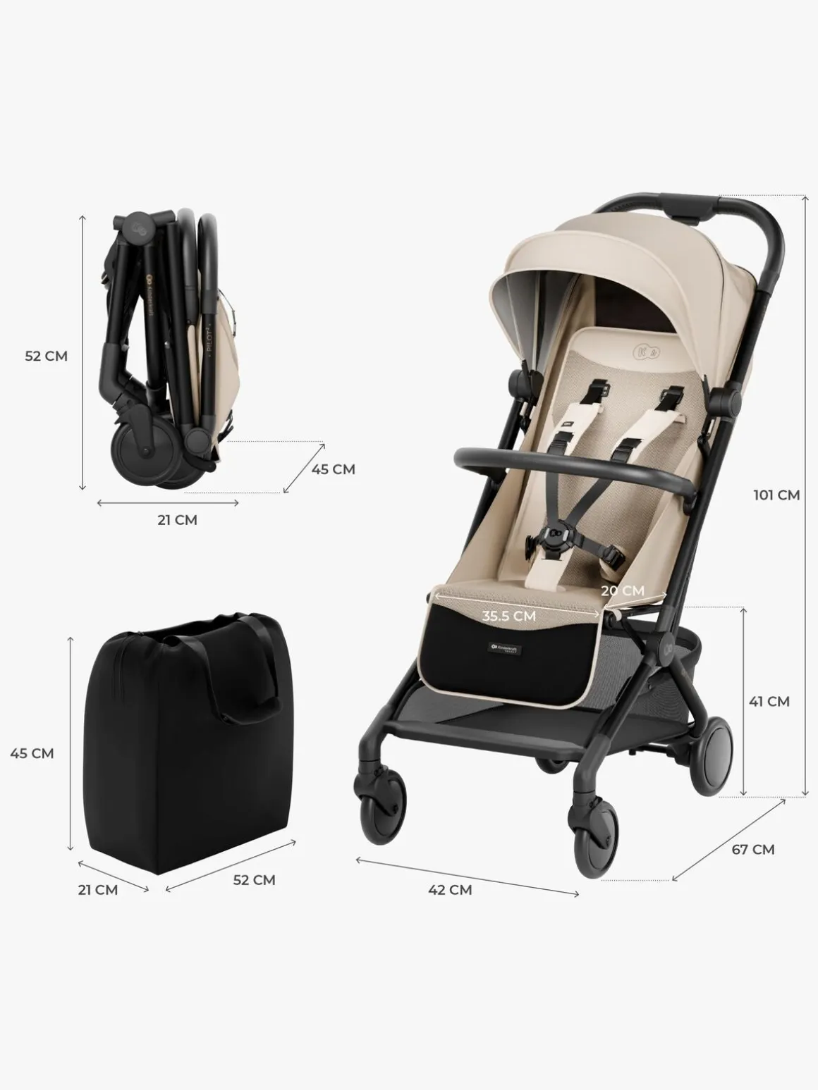 Kinderkraft PILOT 2 Klapvogn, Soft Beige