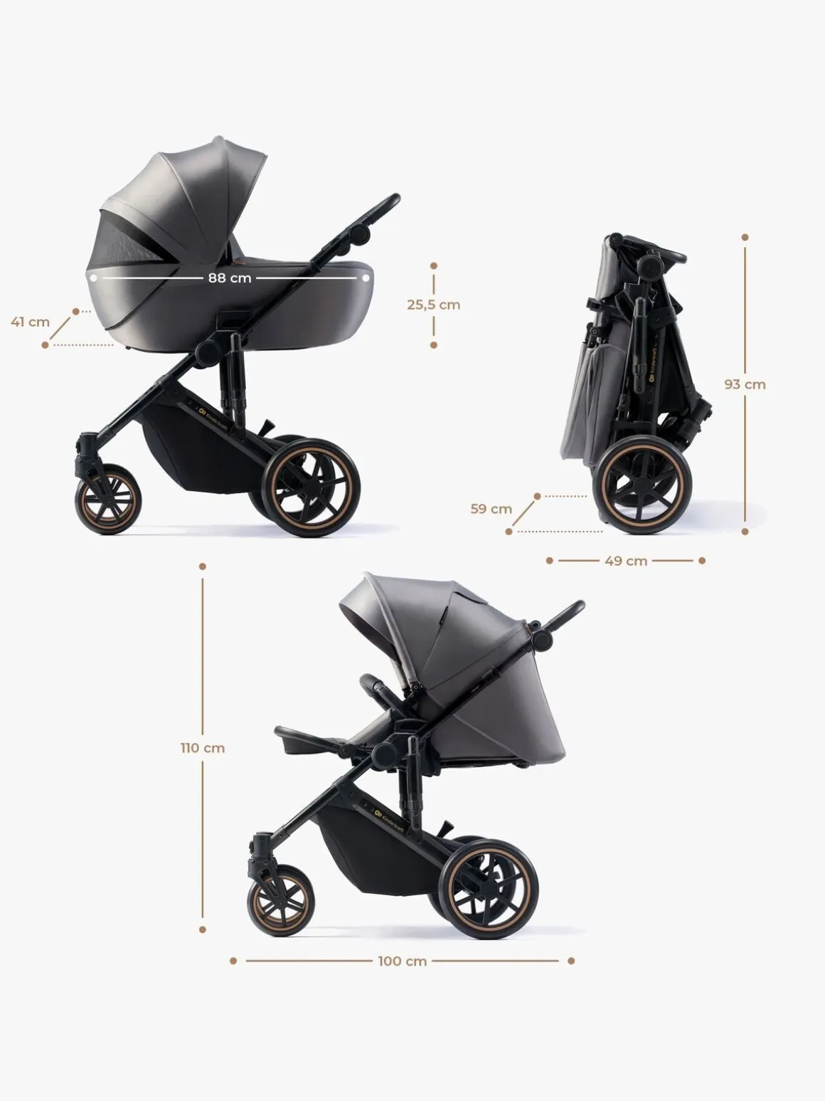 Kinderkraft Prime 2 2-in-1 Duovogn, Shadow Grey