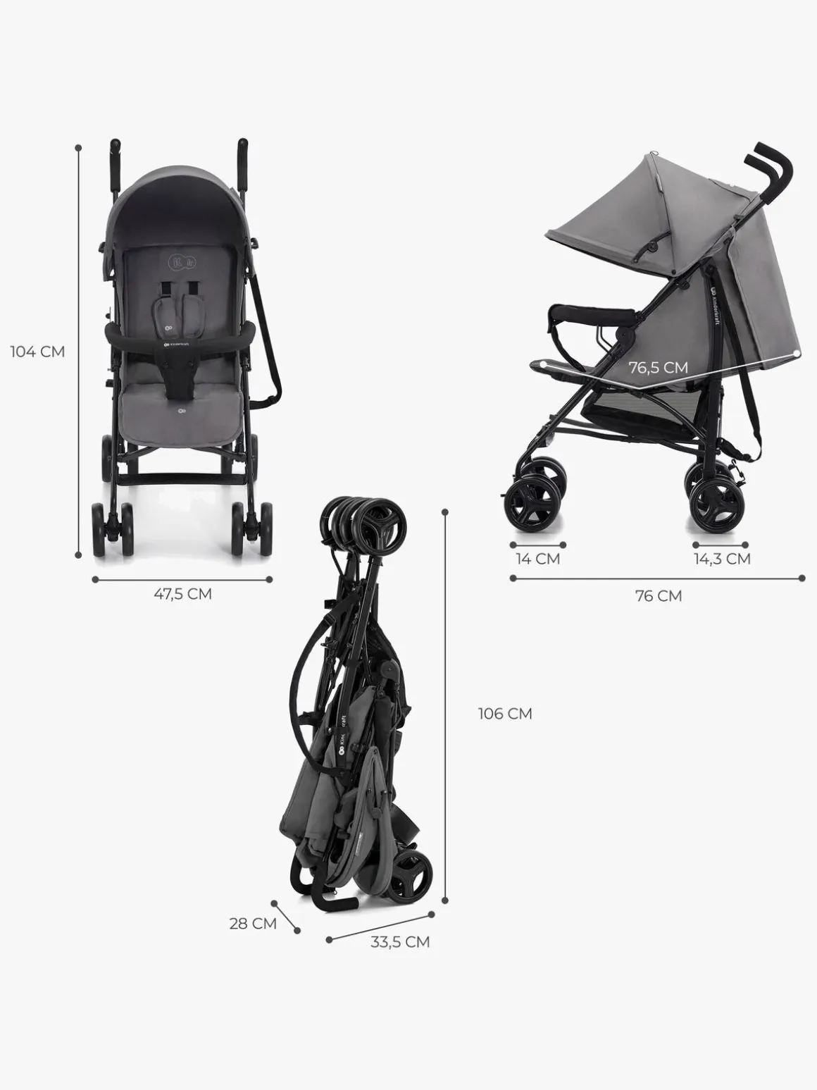 Kinderkraft Tik Klapvogn, Stone Grey