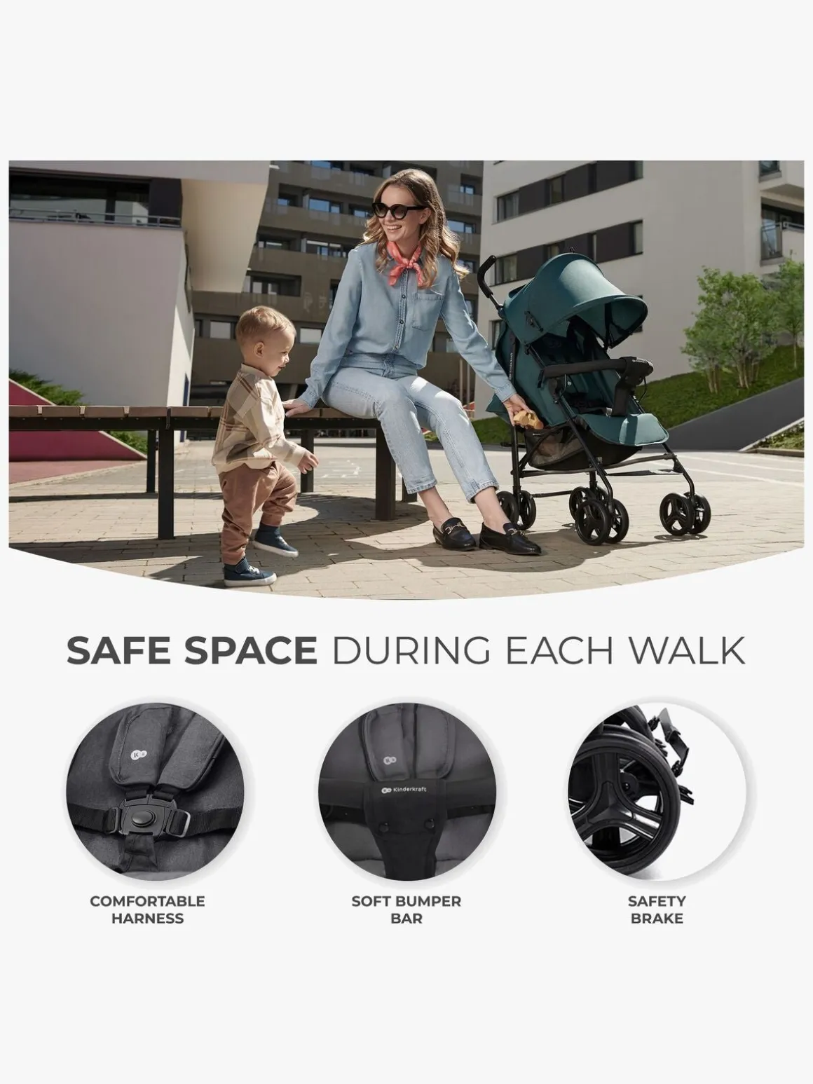 Kinderkraft Tik Klapvogn, Stone Grey