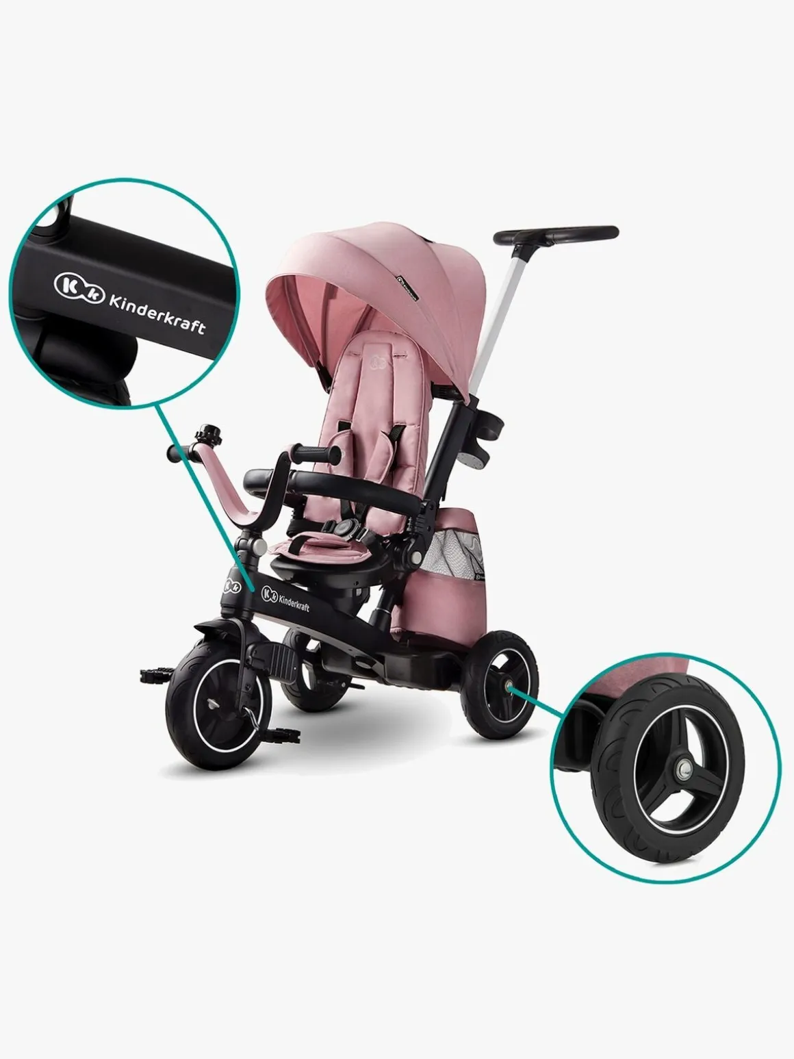 Kinderkraft Trehjulet Cykel Easytwist, Lyserød