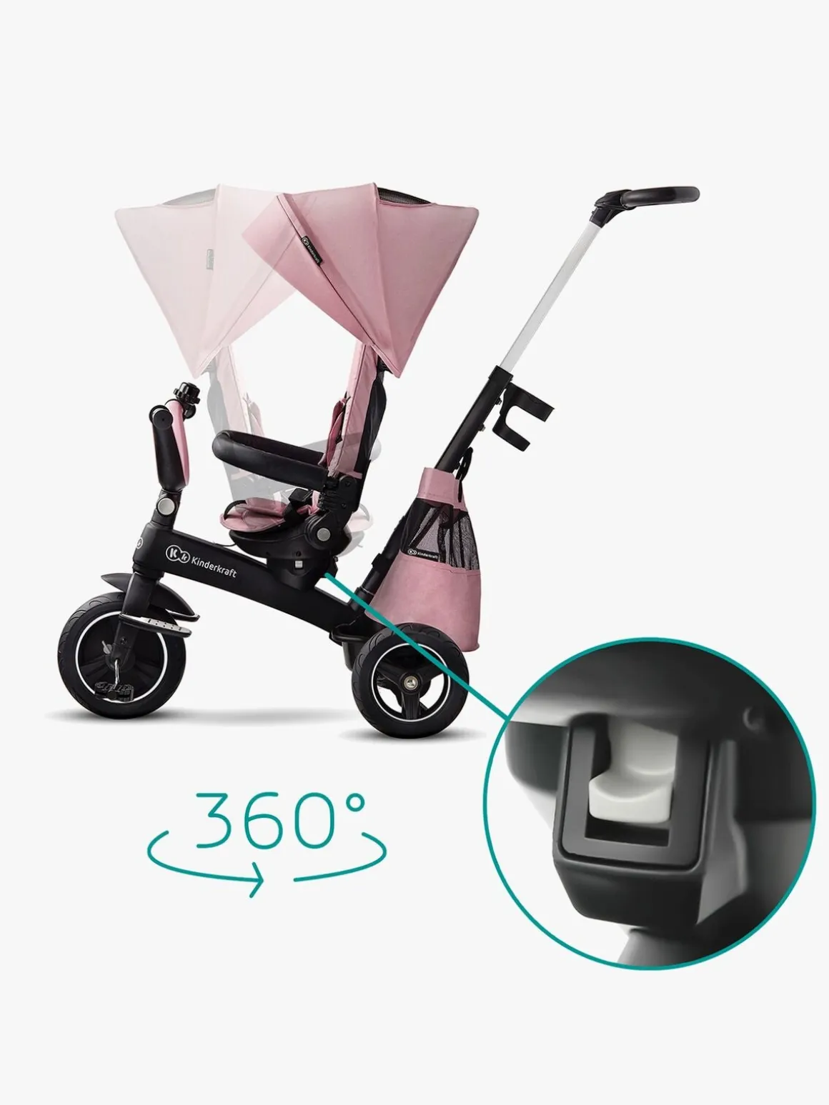 Kinderkraft Trehjulet Cykel Easytwist, Lyserød
