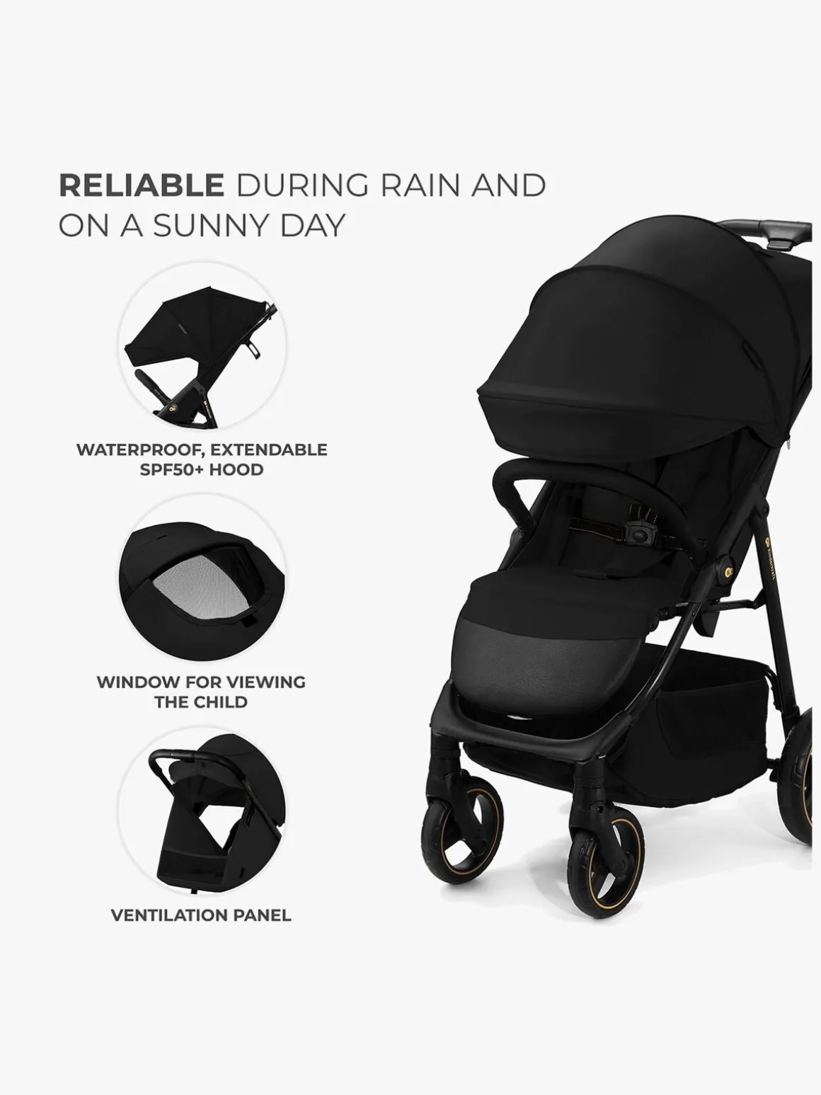 Kinderkraft Trig 3 Klapvogn, Onyx Black