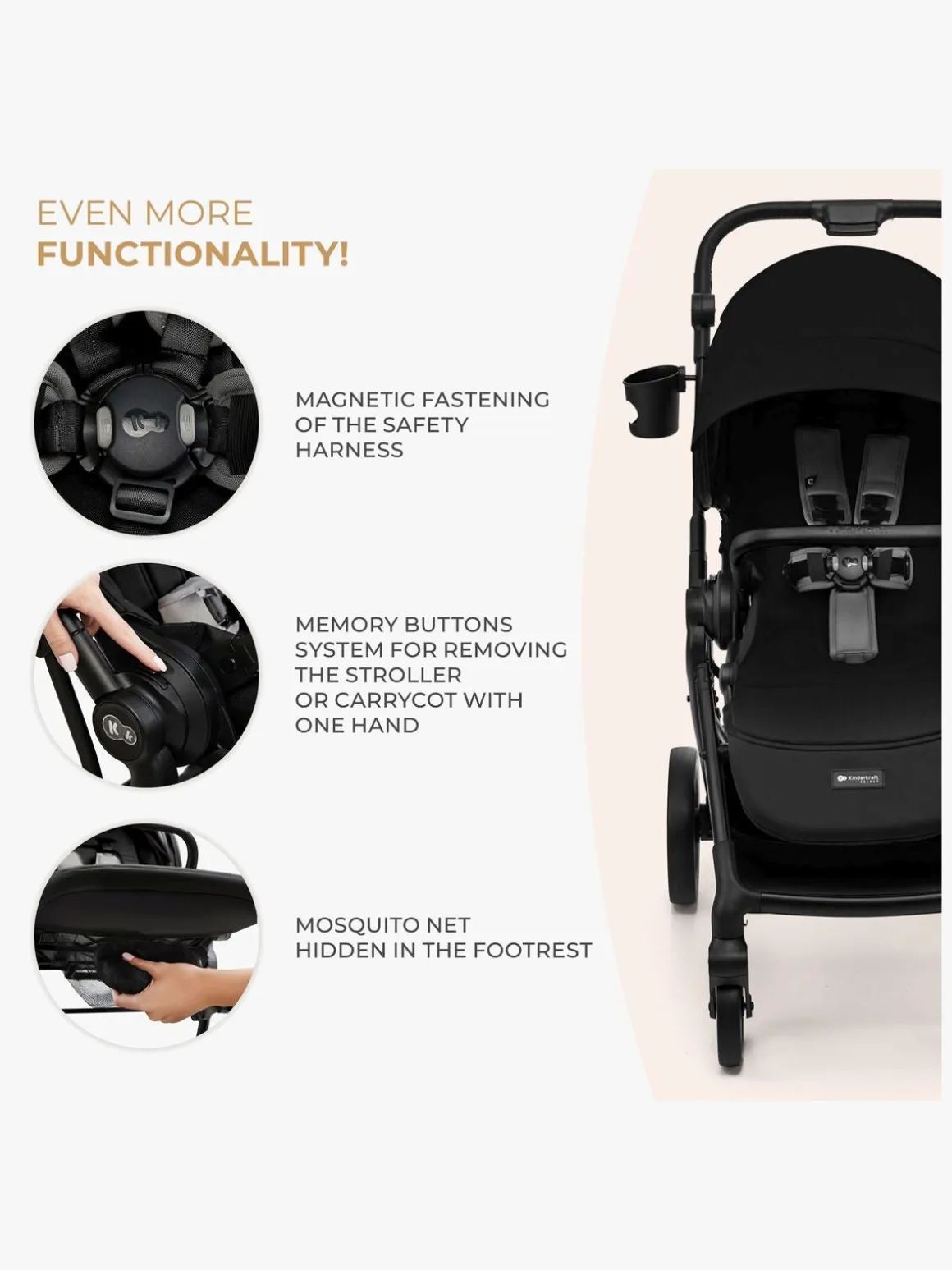 Kinderkraft YOXI 2-in-1 Duovogn, Pure Black