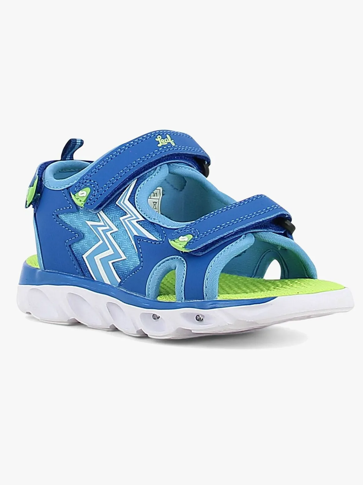 Leaf Filipstad Blinkende Sandaler, Blue/Lime